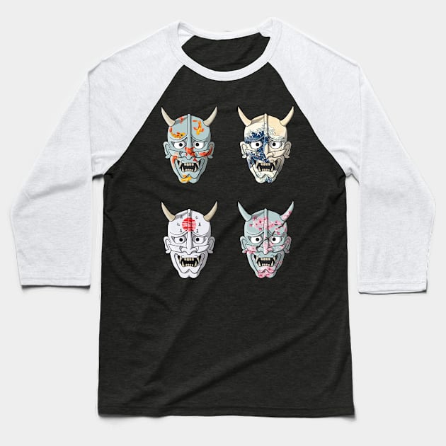 Samurai Hannya masks Baseball T-Shirt by Adamko